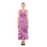 Glossy Pastel Pink Beaded Spiral Fractal  Sleeveless Maxi Dress