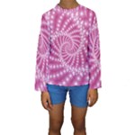 Glossy Pastel Pink Beaded Spiral Fractal  Kid s Long Sleeve Swimwear