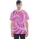 Glossy Pastel Pink Beaded Spiral Fractal  Men s Sport Mesh Tee