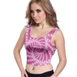 Glossy Pastel Pink Beaded Spiral Fractal  Crop Top