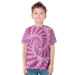 Glossy Pastel Pink Beaded Spiral Fractal  Kid s Cotton Tee