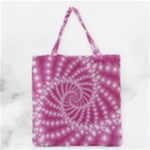 Glossy Pastel Pink Beaded Spiral Fractal  Grocery Tote Bag