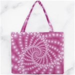 Glossy Pastel Pink Beaded Spiral Fractal  Mini Tote Bag