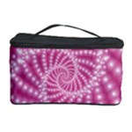 Glossy Pastel Pink Beaded Spiral Fractal  Cosmetic Storage Case