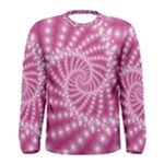 Glossy Pastel Pink Beaded Spiral Fractal  Men s Long Sleeve Tee