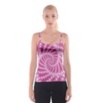 Glossy Pastel Pink Beaded Spiral Fractal  Spaghetti Strap Top