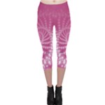 Glossy Pastel Pink Beaded Spiral Fractal  Capri Leggings 