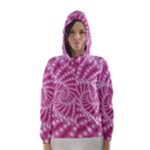 Glossy Pastel Pink Beaded Spiral Fractal  Hooded Wind Breaker (Women)