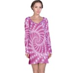 Glossy Pastel Pink Beaded Spiral Fractal  Long Sleeve Nightdress