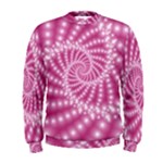 Glossy Pastel Pink Beaded Spiral Fractal  Men s Sweatshirt