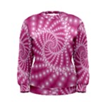 Glossy Pastel Pink Beaded Spiral Fractal  Women s Sweatshirt