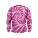 Glossy Pastel Pink Beaded Spiral Fractal  Kids  Sweatshirt