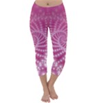 Glossy Pastel Pink Beaded Spiral Fractal  Capri Winter Leggings 