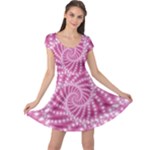 Glossy Pastel Pink Beaded Spiral Fractal  Cap Sleeve Dress