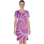 Glossy Pastel Pink Beaded Spiral Fractal  Short Sleeve Nightdress