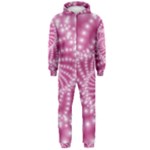 Glossy Pastel Pink Beaded Spiral Fractal  Hooded Jumpsuit (Men)