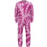 Glossy Pastel Pink Beaded Spiral Fractal  OnePiece Jumpsuit (Men)