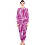 Glossy Pastel Pink Beaded Spiral Fractal  OnePiece Jumpsuit (Ladies)