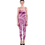 Glossy Pastel Pink Beaded Spiral Fractal  OnePiece Catsuit