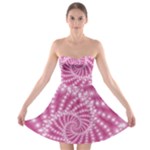 Glossy Pastel Pink Beaded Spiral Fractal  Strapless Bra Top Dress