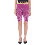 Glossy Pastel Pink Beaded Spiral Fractal  Yoga Cropped Leggings