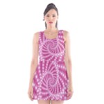 Glossy Pastel Pink Beaded Spiral Fractal  Scoop Neck Skater Dress