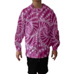 Glossy Pastel Pink Beaded Spiral Fractal  Hooded Wind Breaker (Kids)