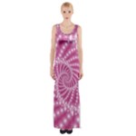 Glossy Pastel Pink Beaded Spiral Fractal  Maxi Thigh Split Dress