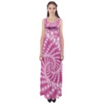 Glossy Pastel Pink Beaded Spiral Fractal  Empire Waist Maxi Dress