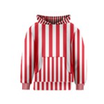 Vertical Stripes - White and Alizarin Red Kid s Pullover Hoodie