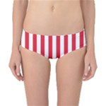 Vertical Stripes - White and Alizarin Red Classic Bikini Bottoms