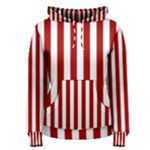 Vertical Stripes - White and Dark Candy Apple Red Women s Pullover Hoodie