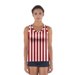 Vertical Stripes - White and Dark Candy Apple Red Women s Sport Tank Top