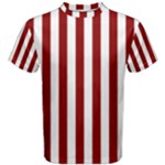 Vertical Stripes - White and Dark Red Men s Cotton Tee