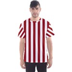 Vertical Stripes - White and Dark Red Men s Sport Mesh Tee