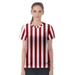 Vertical Stripes - White and Dark Red Women s Sport Mesh Tee