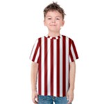 Vertical Stripes - White and Dark Red Kid s Cotton Tee