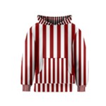 Vertical Stripes - White and Dark Red Kid s Pullover Hoodie