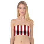 Vertical Stripes - White and Dark Red Bandeau Top