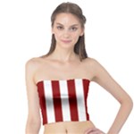 Vertical Stripes - White and Dark Red Tube Top