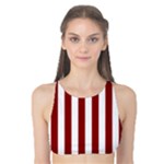 Vertical Stripes - White and Dark Red Tank Bikini Top