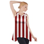 Vertical Stripes - White and Dark Red Side Drop Tank Tunic