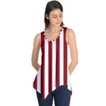 Vertical Stripes - White and Dark Red Sleeveless Tunic