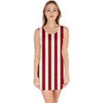 Vertical Stripes - White and Dark Red Bodycon Dress