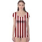 Vertical Stripes - White and Dark Red Boyleg Leotard (Ladies)