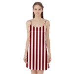 Vertical Stripes - White and Dark Red Satin Night Slip