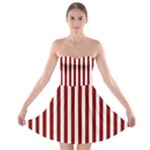 Vertical Stripes - White and Dark Red Strapless Bra Top Dress