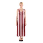 Vertical Stripes - White and Dark Red Full Print Maxi Dress