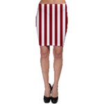 Vertical Stripes - White and Dark Red Bodycon Skirt