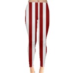 Vertical Stripes - White and Dark Red Women s Leggings